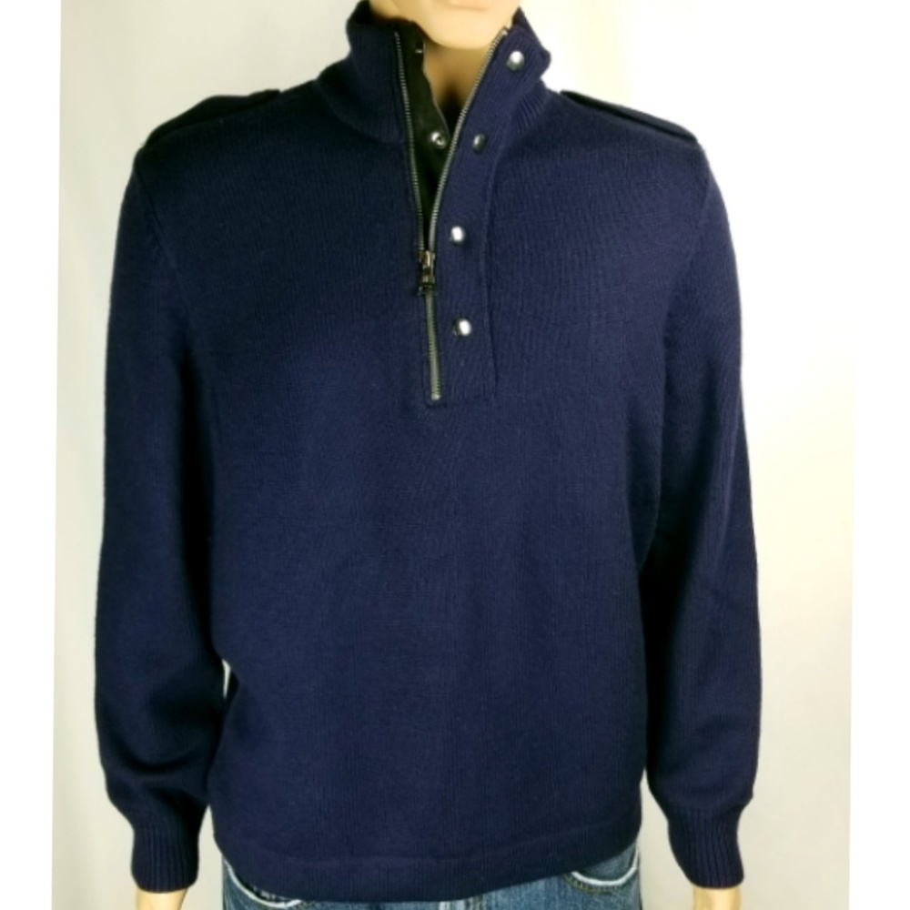 Banana Republic 1/4 Zip w/ Snaps Leather Epaulette